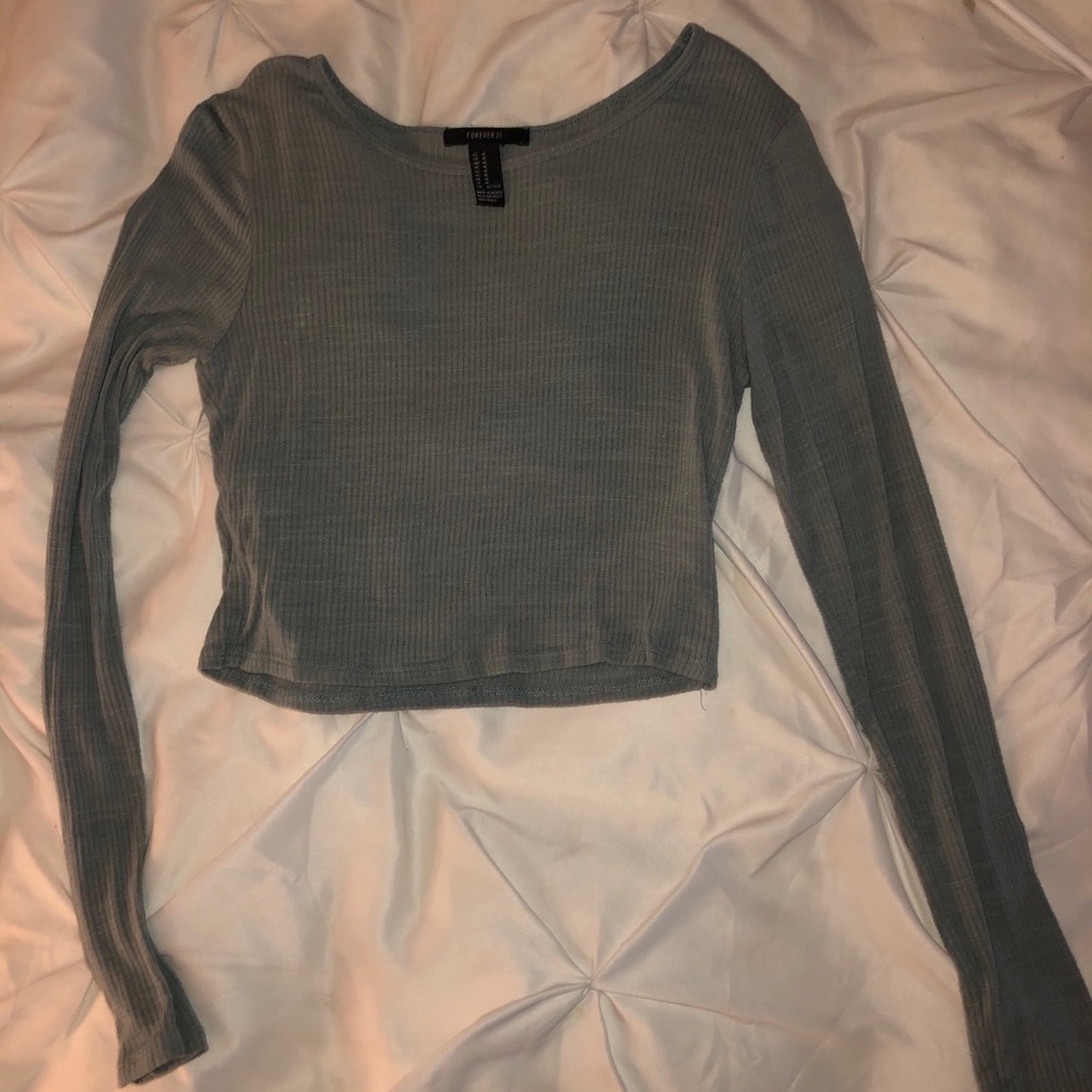 Light blue long sleeve crop top